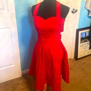 Topdress womens little red dress Sz S small halter tie corset tie in back NEW